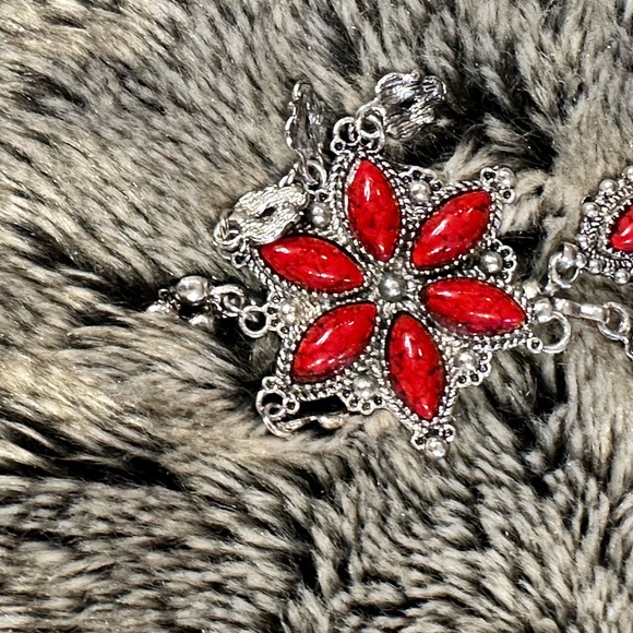 Red Stone Necklace, Bracelet, Earrings and Ring from Algeria Set - Picture 4 of 8